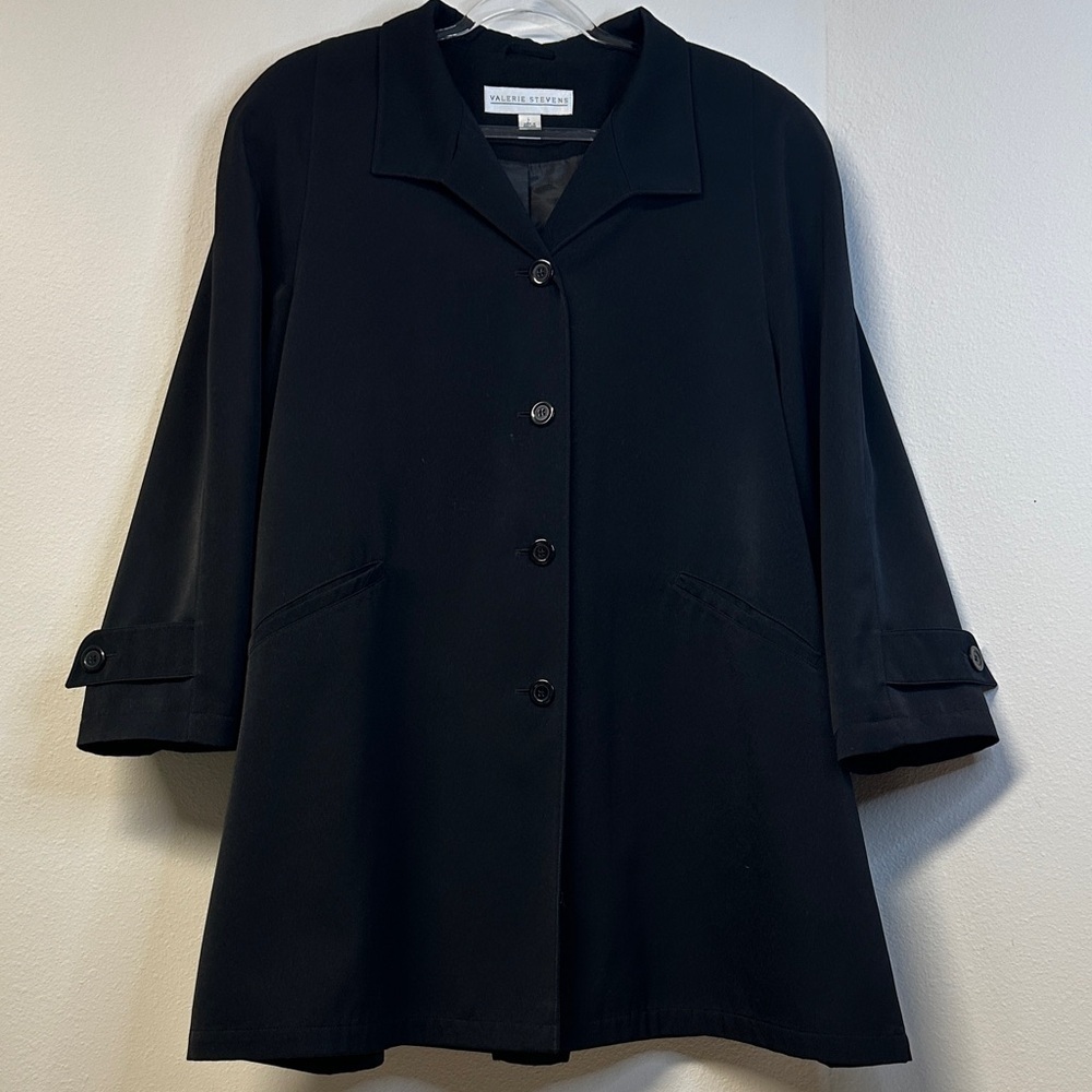 Vintage Valerie Stevens A Line Swing Black Jacket Women's Size L EUC